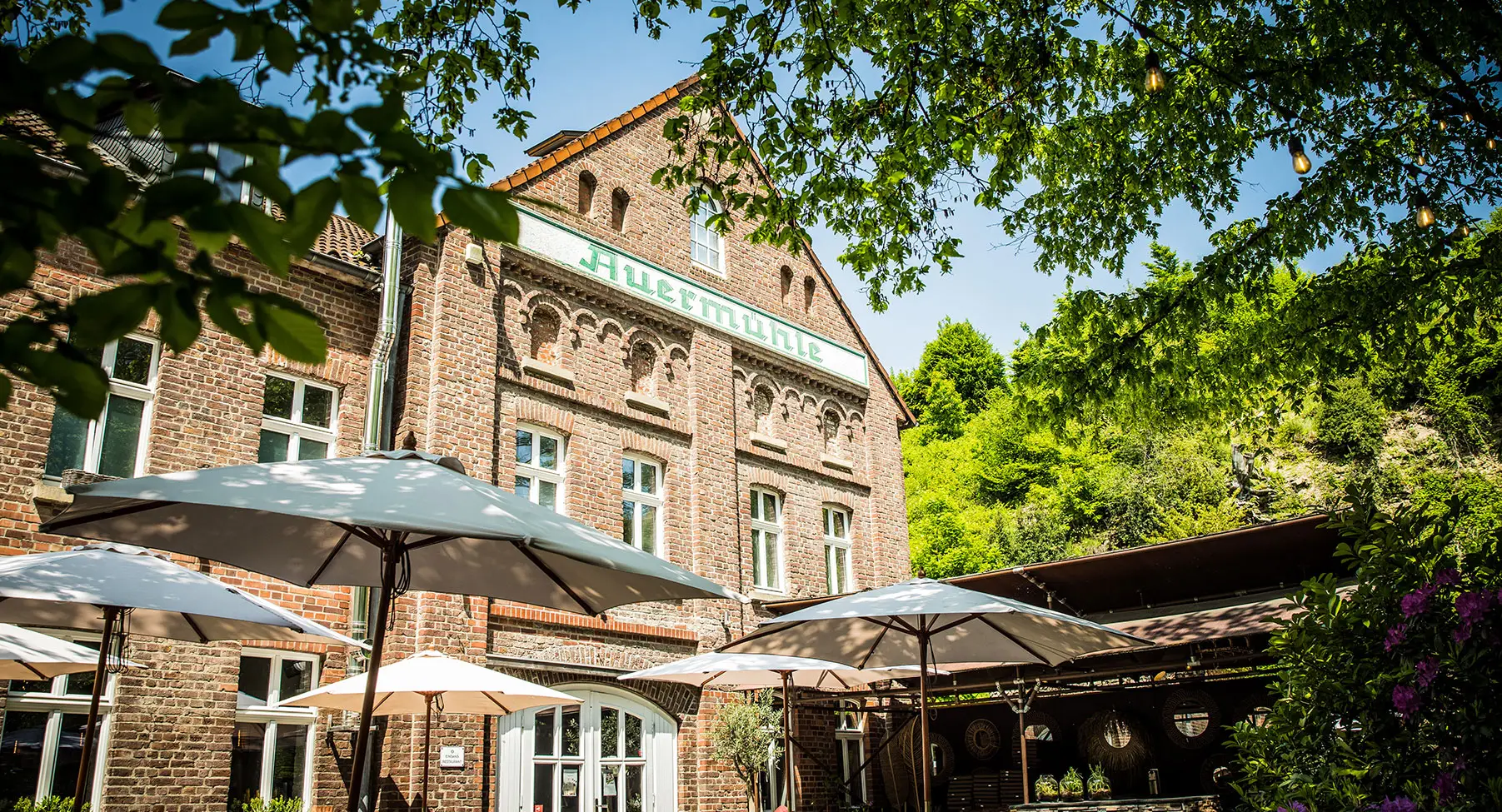 Das Team der Auermühle vor dem Mühlengebäude